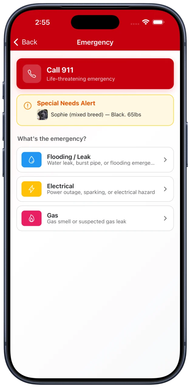 The Dwell Secure emergency screen