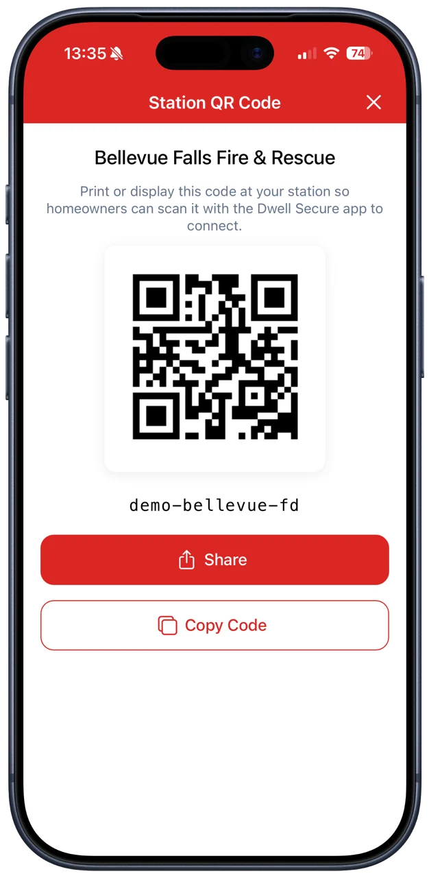 A station QR code for homeowners to connect